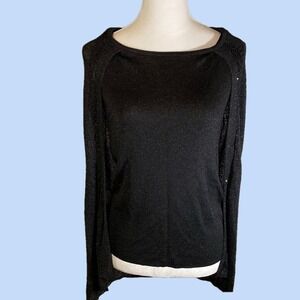 Clearance! Chico's Chrissy Black Sparkle Knit Sleeveless Sweater w/Cape Size M